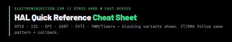STM32 HAL Cheatsheet